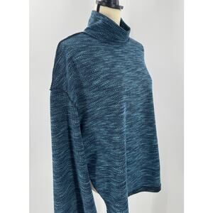 We the Free People Navy Blue Mock Cowl Neck Pullover Top Sweater Sweatshirt L